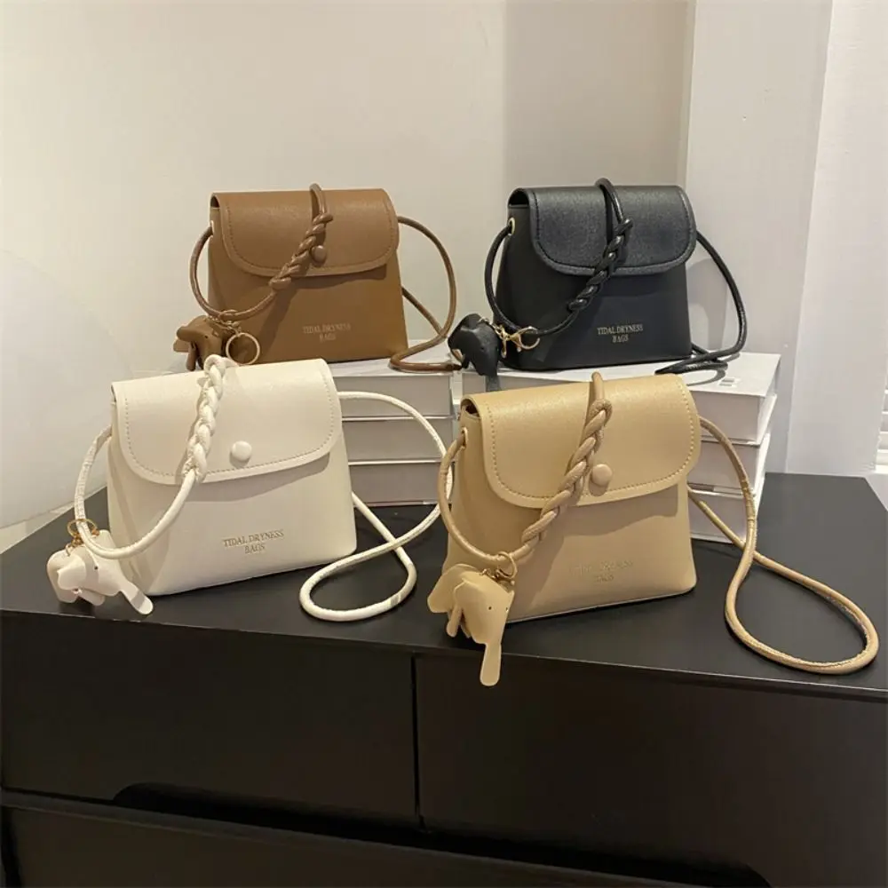 Pu Olifant Hanger Pu Schoudertas Minderheid Design Koreaanse Stijl Effen Kleur Handtas Eenvoudig Ontwerp Draagbare Crossbody Tas