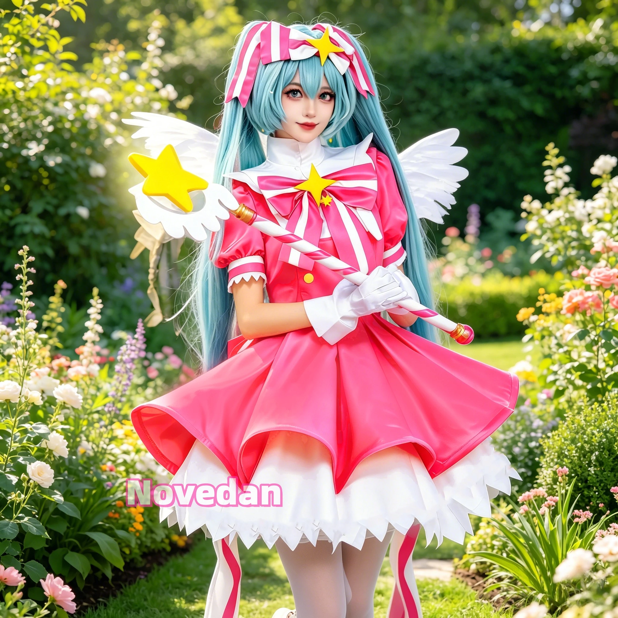 Project SEKAI Miku Retry Now Cosplay Kostüm Perücke Zauberstab Requisite Komplettset Magisches Mädchen Rollenspiel Kawaii Kleid Übergröße Halloween