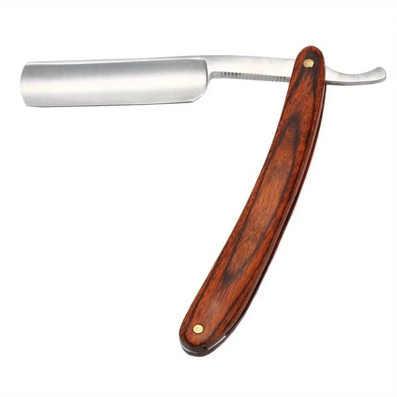 Retro Straight Cut Throat Shaving Razor Carbon Steel Folding Barber Beard Knife Pearwood Handle Men Facial Shave Cutting Tool