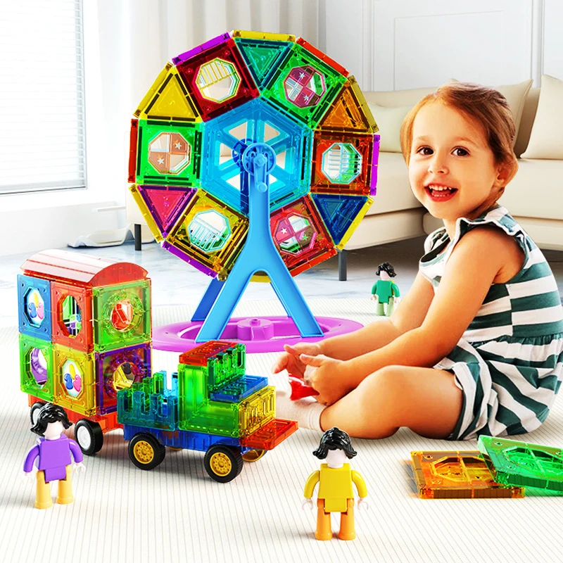 

Big Size Magnetic Blocks Magnet Constructor Designer Set Colorful Window Magnet Tiles Educational Toys For Kids Gifts