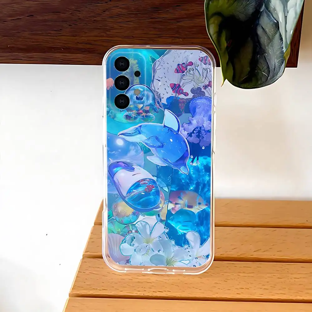 Funda de teléfono Frutiger Aero estilo azul para Samsung S30,S25,S24,S23,S21,S22,S20,S10,5G,FE,lite,PIus, funda Ultra transparente