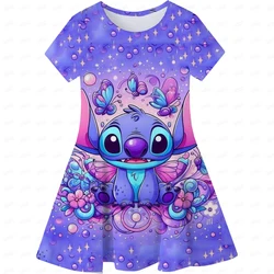 Children's Princess Dresses Girl Birthday Clothing Girls Cartoon Stitch Dress Summer Cute Casual Kids Home wear Clothing Top Tee