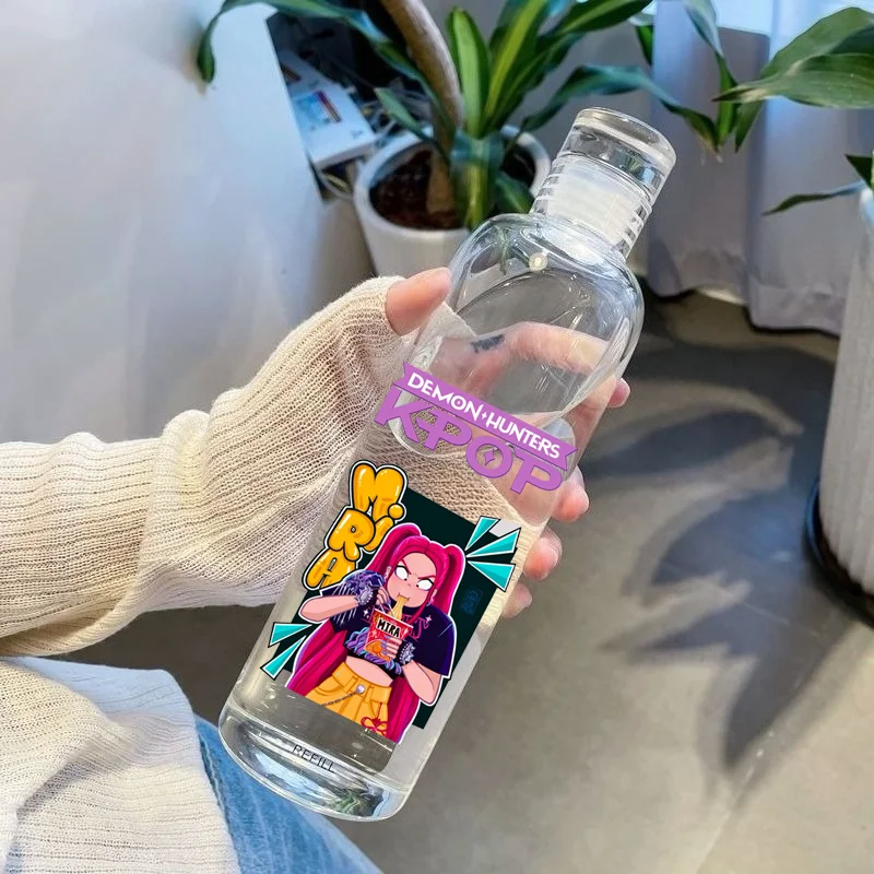 500 مللي K-Pop شيطان الصيادين كوب ماء الكرتون البلاستيك الشفاف زجاجة مياه رياضية المحمولة السفر في الهواء الطلق أدوات الشرب الهدايا #6