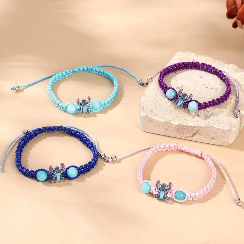 

Anime Lilo & Stitch Woven Bracelet Cartoon Figure Print Wristand Present Toys Girls Boy Festival Adjustable Buckle Bracelets