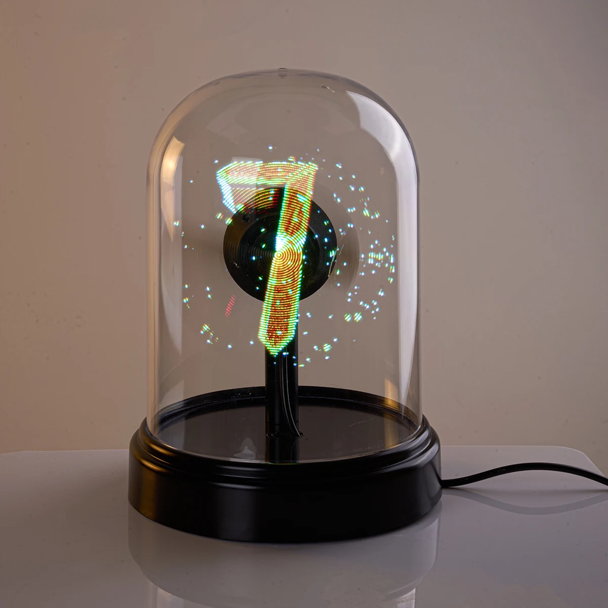 جهاز عرض مروحة ثلاثية الأبعاد ثلاثي الأبعاد مع شاشة LED وغطاء، دوار فيديو ثلاثي الأبعاد محمول مقاس 14 سم لحفلات العطلات والهالوين والكري #1