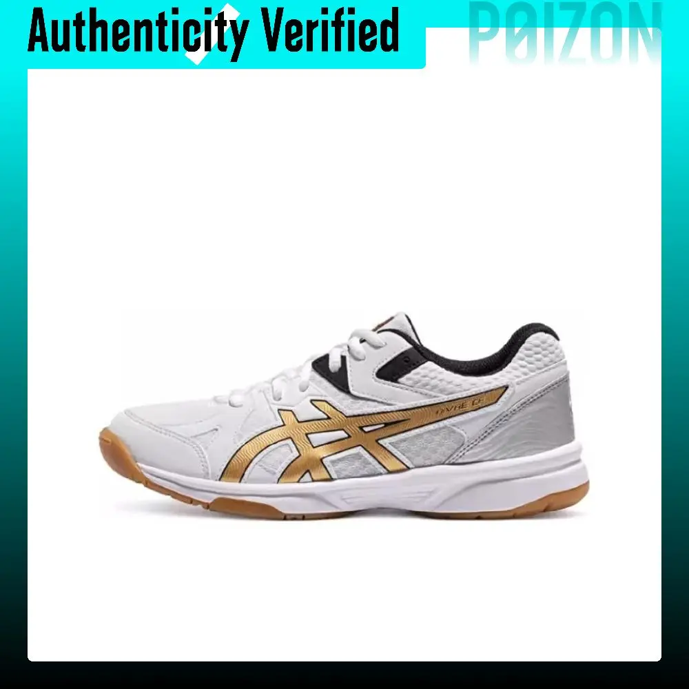 ASICS Cushioning Abrasion Resistant Breathable Low top Badminton Shoes Unisex White Gold 1073A030-104