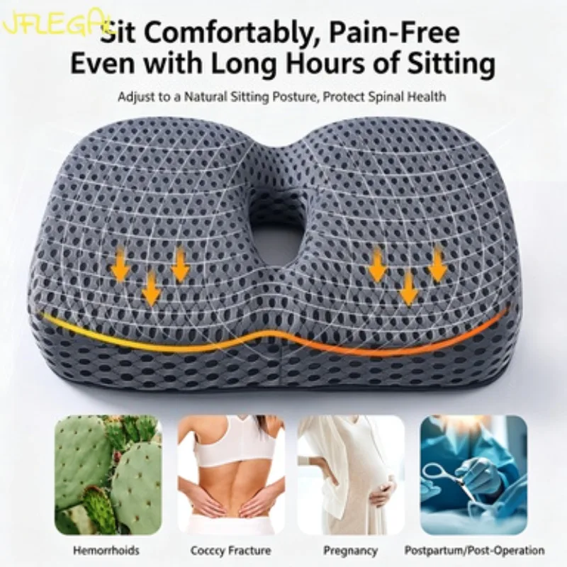 Ergonomic Memory Foam Seat Cushion Orthopedic U-Shaped Pillow for Office ChairCar Wheelchair Tailbone & Hemorrhoid Pain Relief