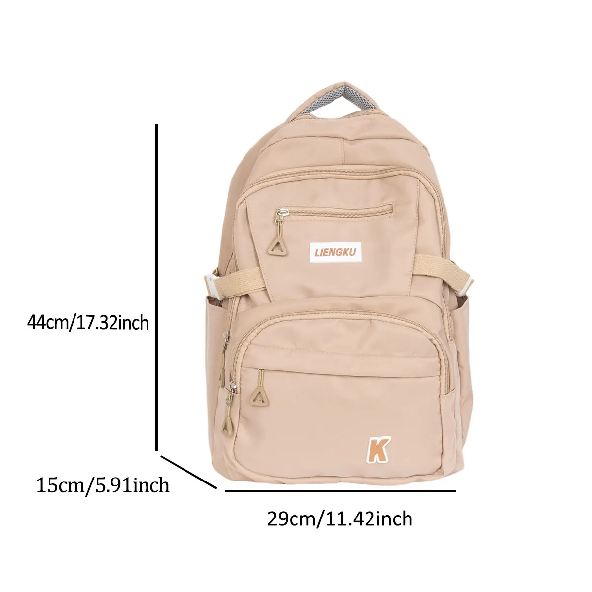 Solid Color Versatile College Student Backpack Nylon Lightweight Large Capacity Computer Backpack School Commuting Travel Bag