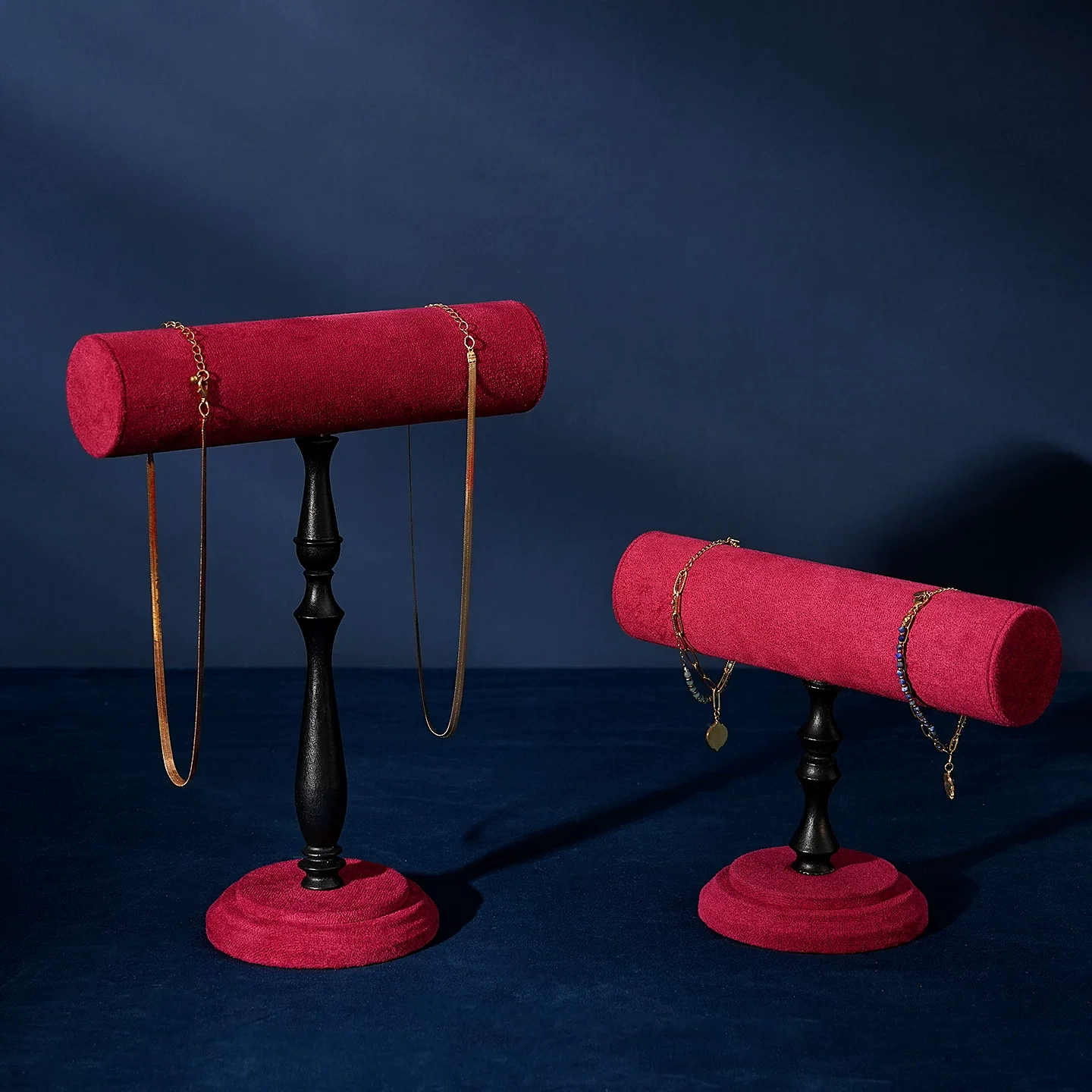 Velvet Wooden Jewelry Display Stand - Multi-Color Bracelet & Bangle Holder for Store Window Display and Photo Shooting Props