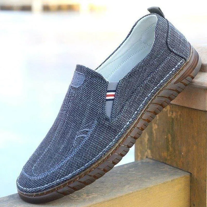 Soft Bottom Flax Men's Casual Shoes Comfortable Work Footwear Beijing One-Step Traditional Cotton Slippers Middle-Aged And El...