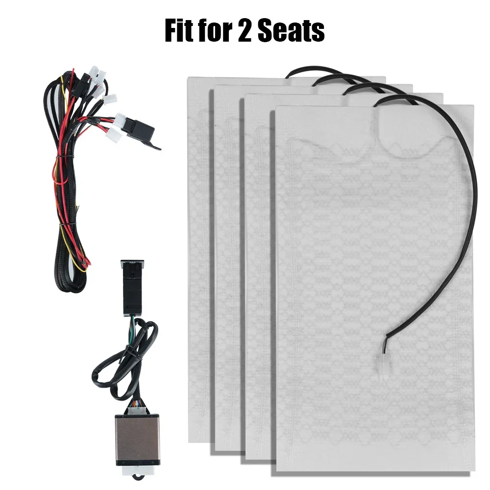 Car Seat Heating Pad Winter Warmer Seat Covers Seat Heating Heater 12V 2 Dial 5 Level Switch Carbon Fiber 2 Seats 4 Pads