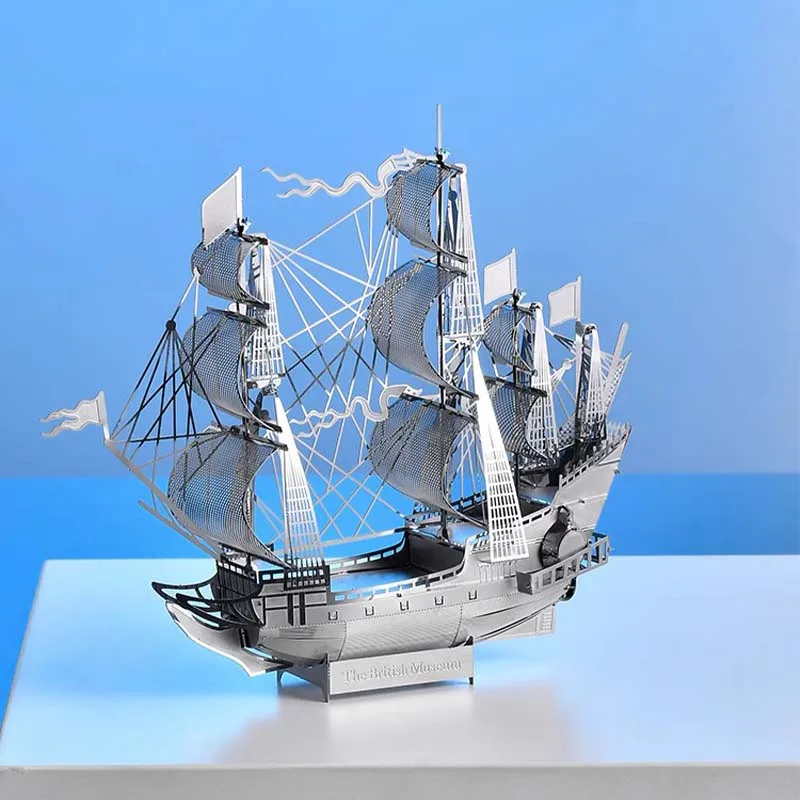 

Silver HMS Victory Battleship 3D metal assembling model puzzle difficult handmade ornaments diy