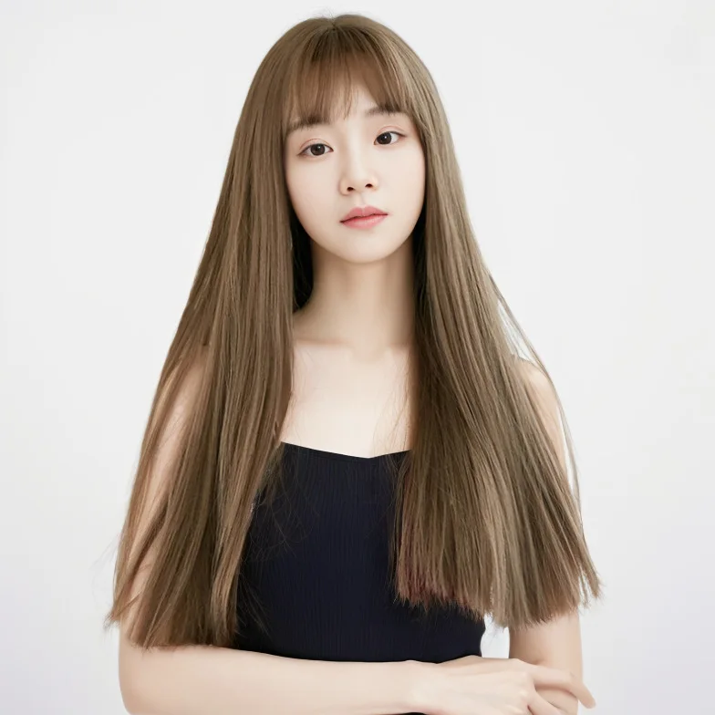 

Синтетический женский парик с длинными прямыми волосами, имитация натуральных волос, бесшовный, естественный, молодежный образ