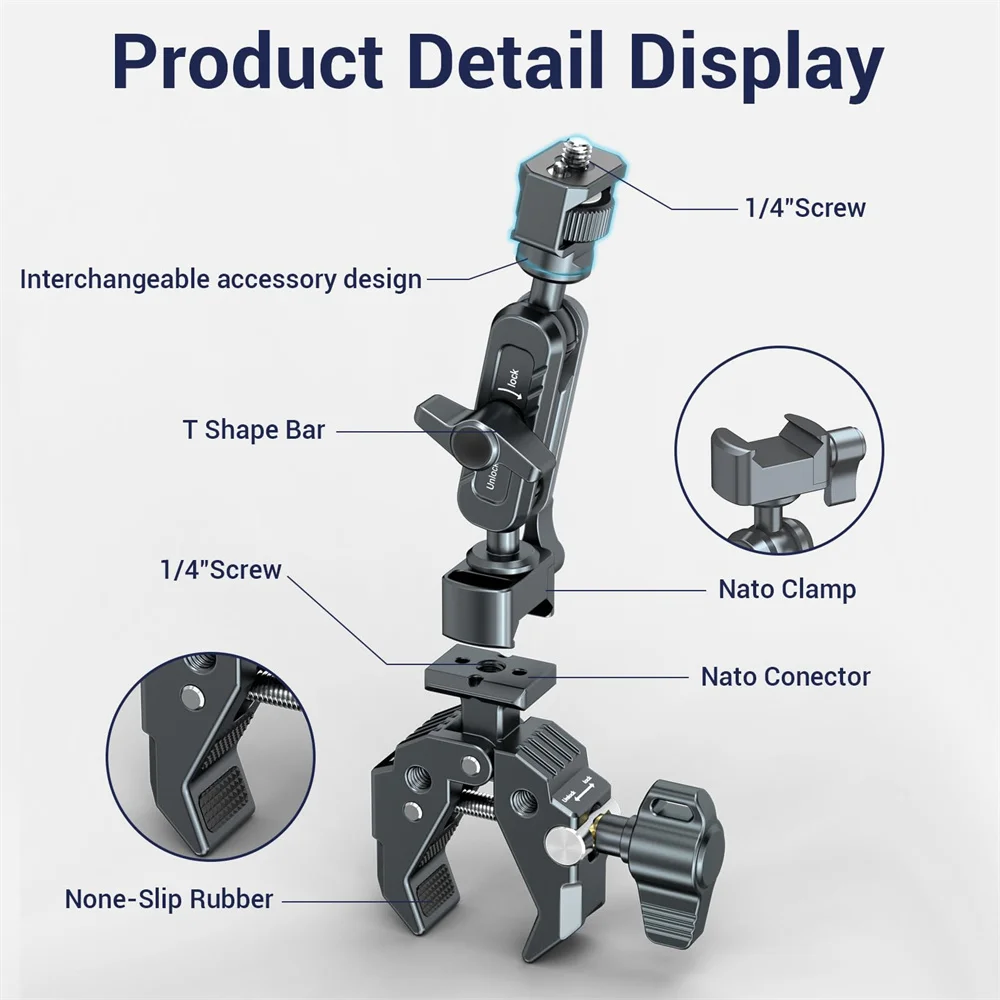 Multi-Functional Crab-Shaped Super Clamp With ARRI Hole NA-TO Interface Powerful Magic Arm Clamps for Panoramic Camera Umbrella