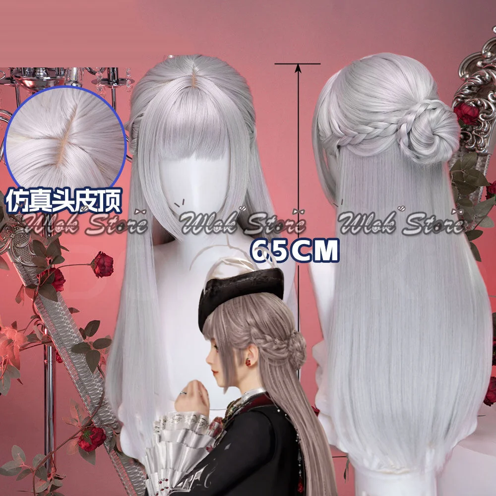 Love And Deepspace Female Hunter Cosplay Wig Heroine Silverwings Silver Grey Hair Halloween Party Role Play Heat Resistant Wigs