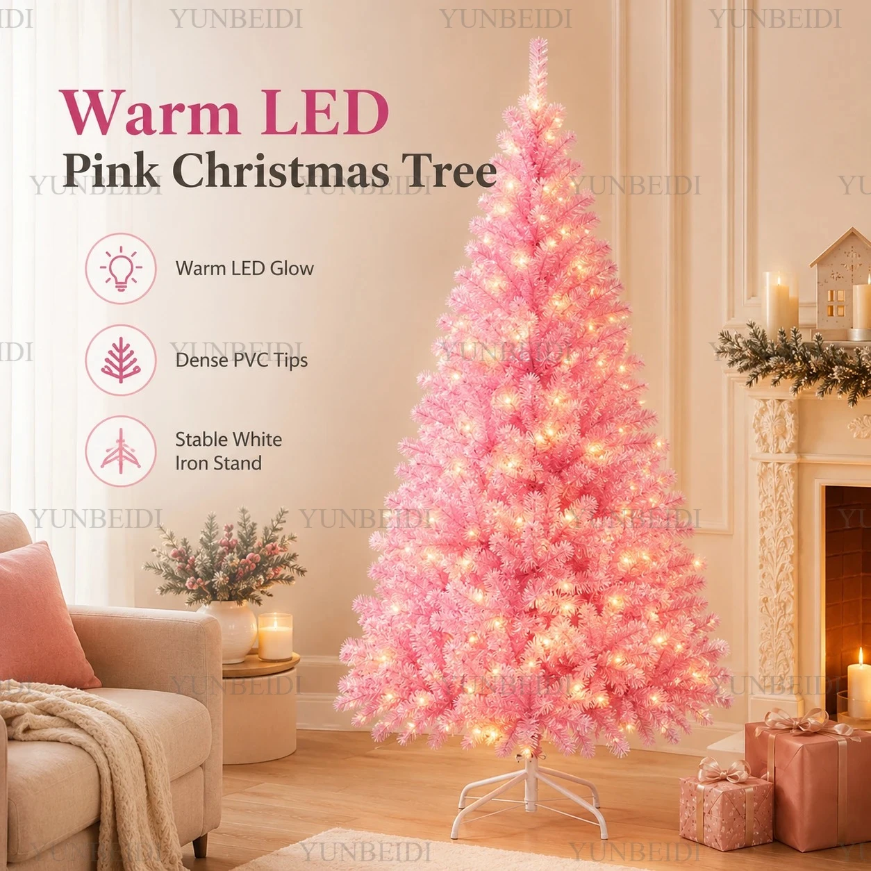Pink Christmas Tree PVC Encryp - Home Decor Lighting Tree 评论和价格