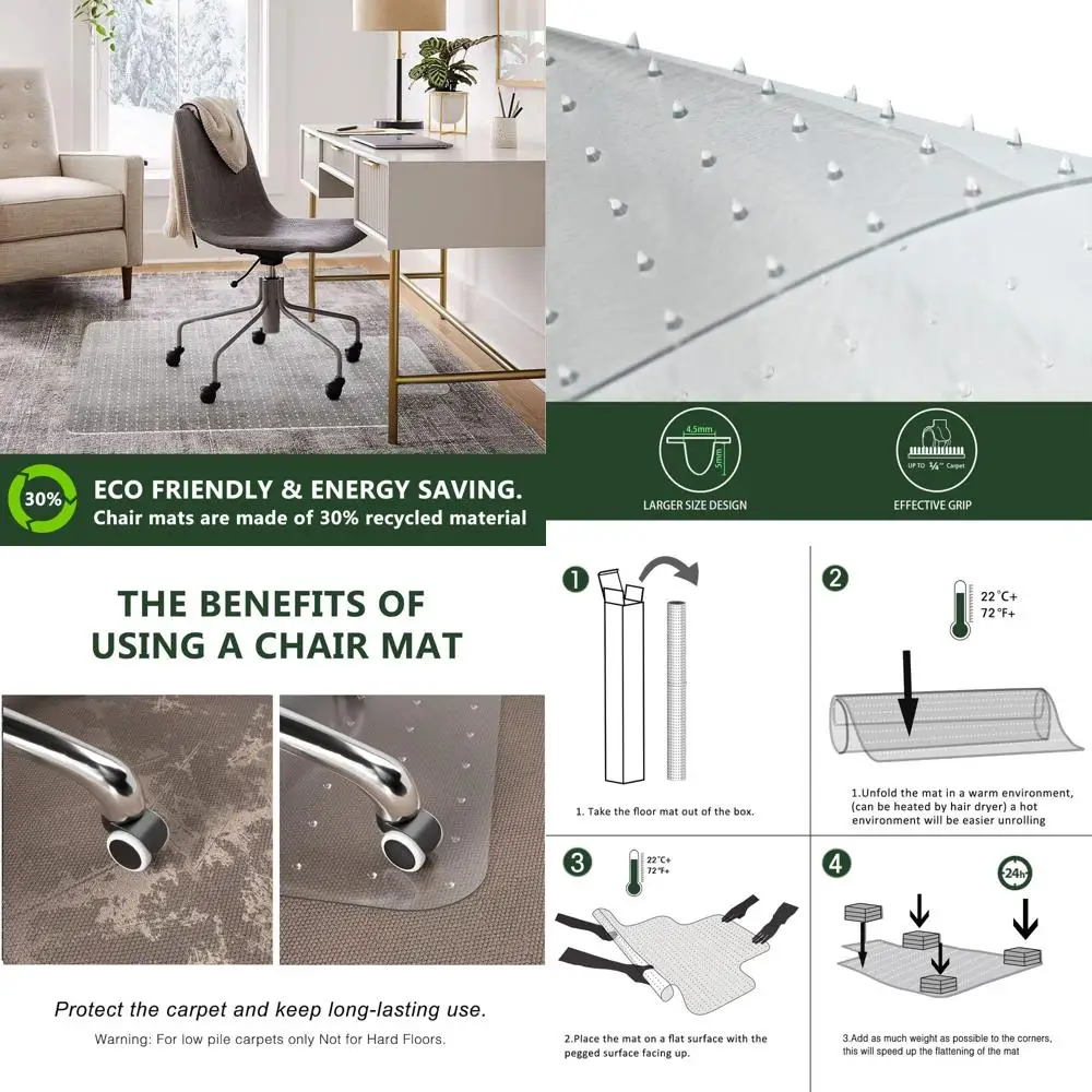 

Clear Floor Protector Mat, 45x53 Inches, for Flat to Low Pile Carpets, Office and Home Use