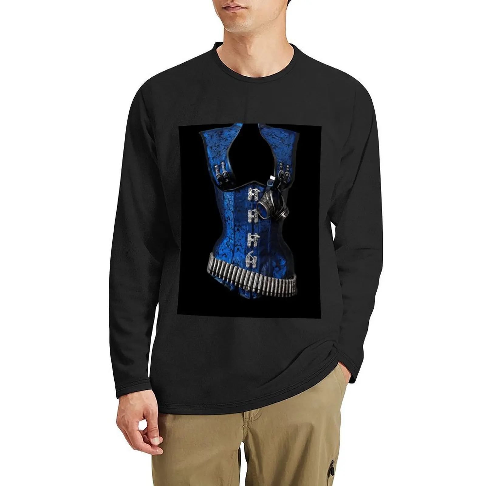 

Blue Brocade Corset Long T-Shirt customized t shirts custom t shirt boys t shirts anime big and tall shirts for men