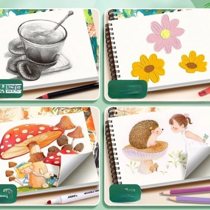 Maries A4 Sketch Book 160g Thickened 60 Pages Spiral Drawing Paper for Art Students