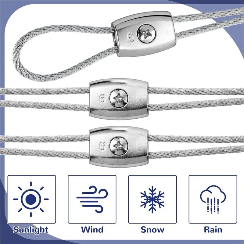 TFORU-20 Pcs Electric Rope Connectors 6Mm Poly Rope Connector Electric Fence Connectors Heavy Duty Wires Splicer