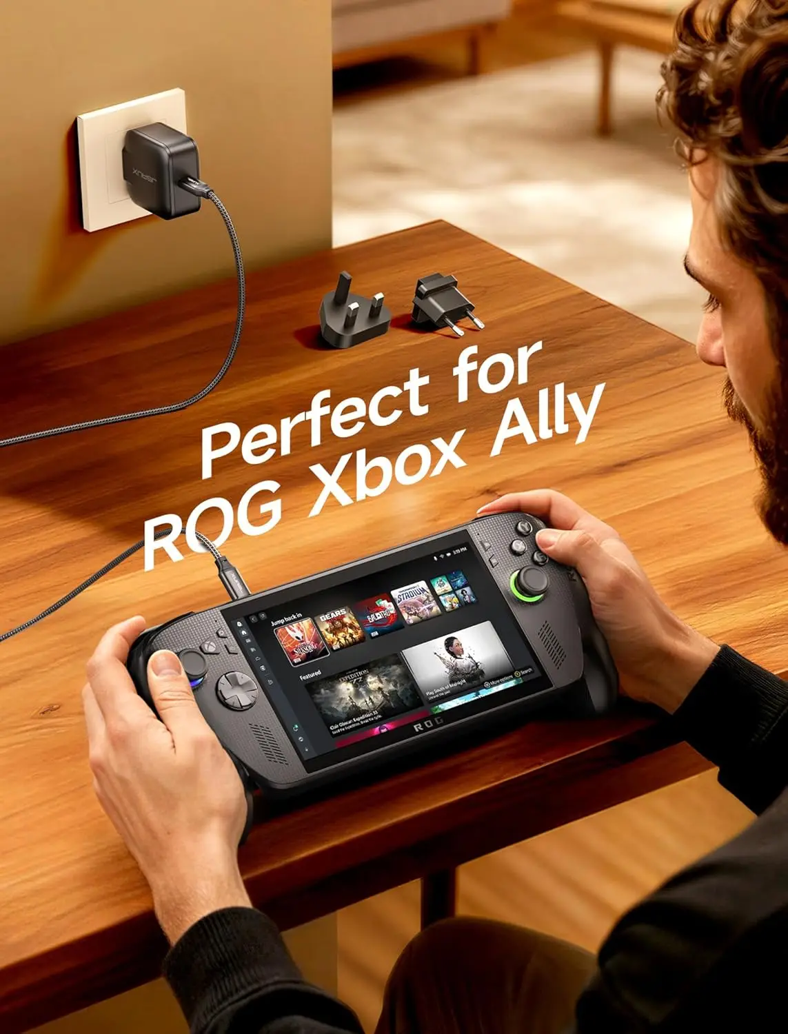 

Зарядное устройство GaN USB-C 65 Вт для Nintendo Switch 2, работающее в режиме TV, с вилками EU/UK и кабелем 2 метра для ROG, Xbox, Steam Deck