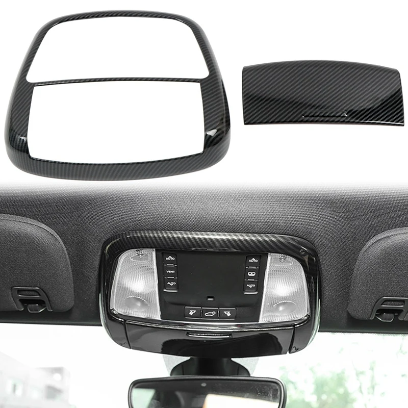 Carbon Fiber Interior Front Reading Light Lamp Cover Trim Sticker Reading Lights Cover For Dodge Durango 2011-2020