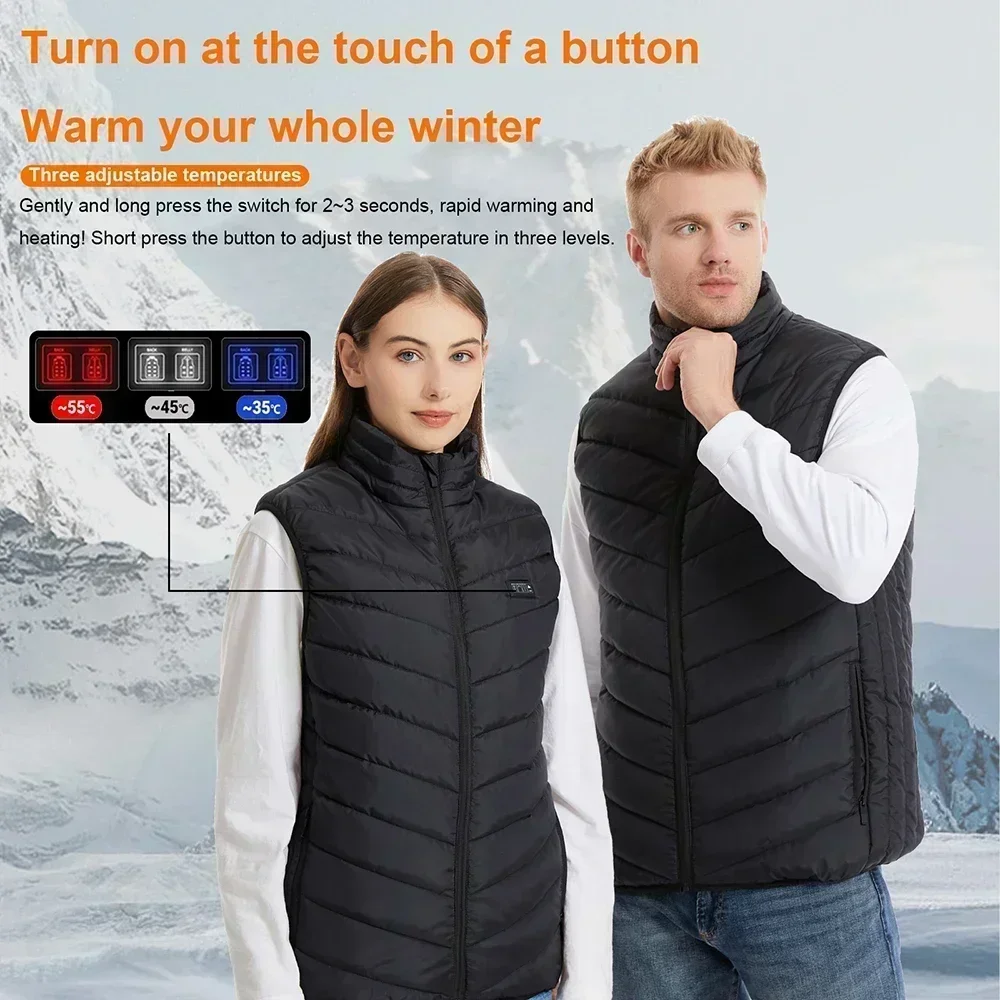 heating Vest, Usb Smart Switch 9-11 Zone Heating Vest, Electric Heating Hunting Vest, Men\'s And Women\'s Windproof Padded Jacket