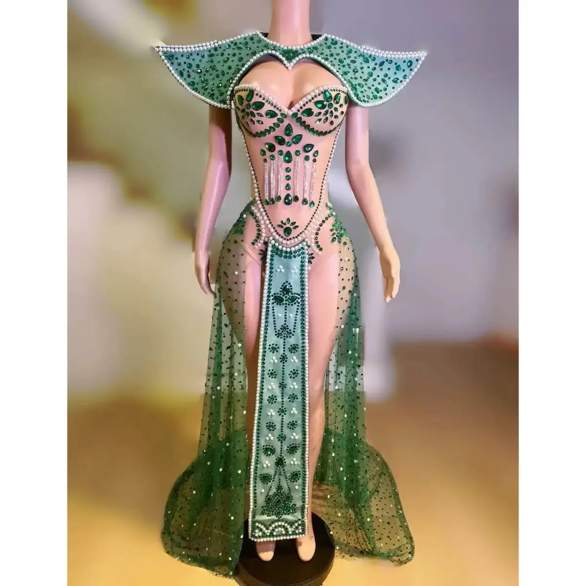 ملهى ليلي DJ بار أنثى المغنية الرائدة الرقص مثير منظور شبكة كامل الماس أداء الملابس فريق الرقص موضوع الحفلات