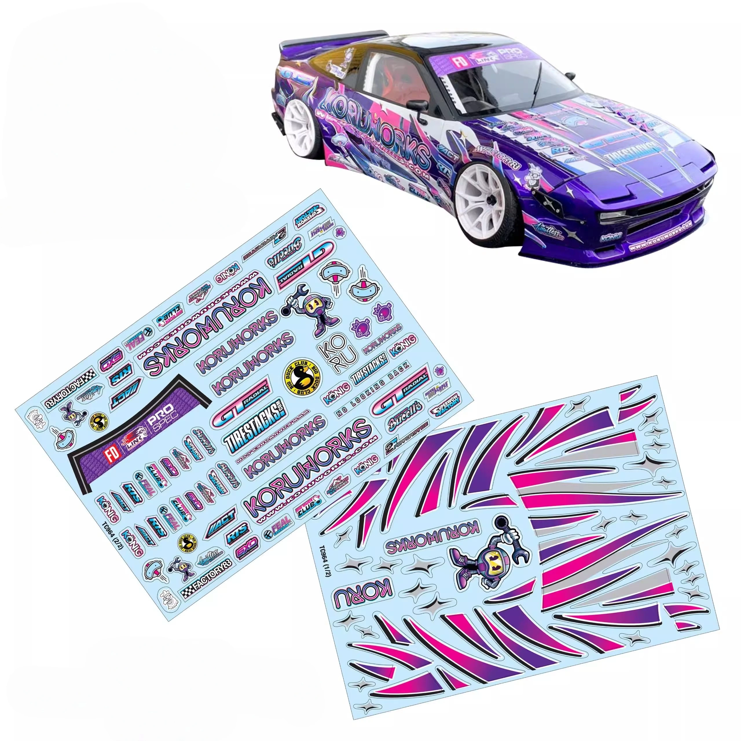 1/10 PC RC 180SX Wide Body Shell 195mm Width Pop-up Lampshade Tail Transparent Shell Body For Turing Dirft Mst Yokomo Hpi Hsp - view 2