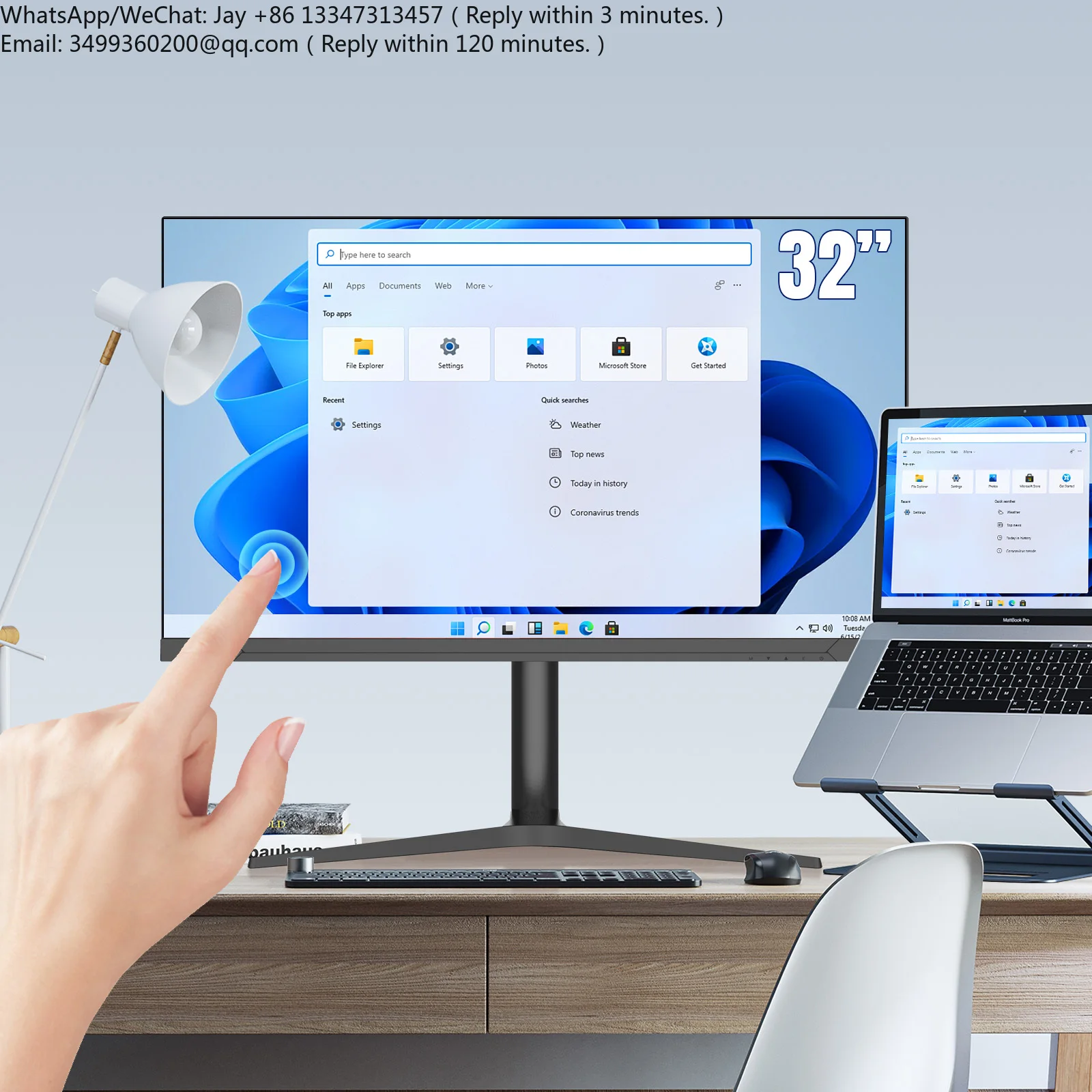 

OEM 32 Inch Full HD Frameless180Hz USB Interface Wall-Mounted Slim IPS LCD Monitor with Multi-Touch Desktop New Product