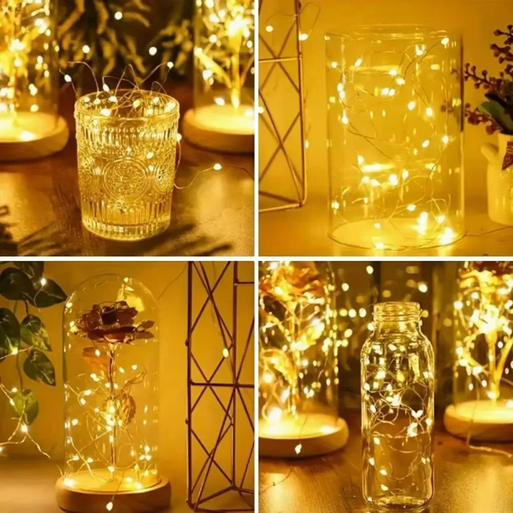 LED Copper Wire Fairy String Lights USB Powered Remote Control 8 Modes Warm White for Christmas Party Home Balcony Table Decor