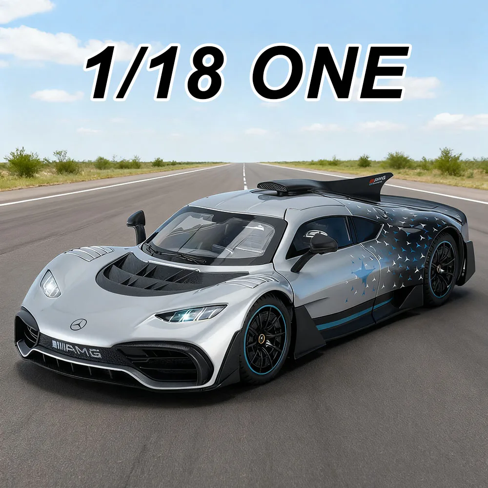 1:18 ONE GTR Alloy Sports Car Diecast Model Toys Doors Opened with Sound Light Front Wheel Steering Vehices for Adult Kids Gifts