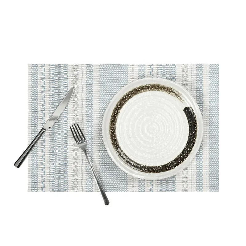 

YJQ 6PCSPVC Placemat Striped Insulation Mat Hotel Restaurant Washable Table Mat