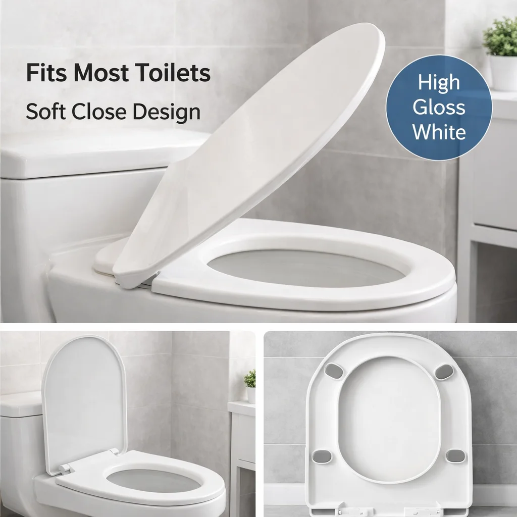 

Durable Toilet Seat Cover Thickened Universal Bathroom Replacement Lid White
