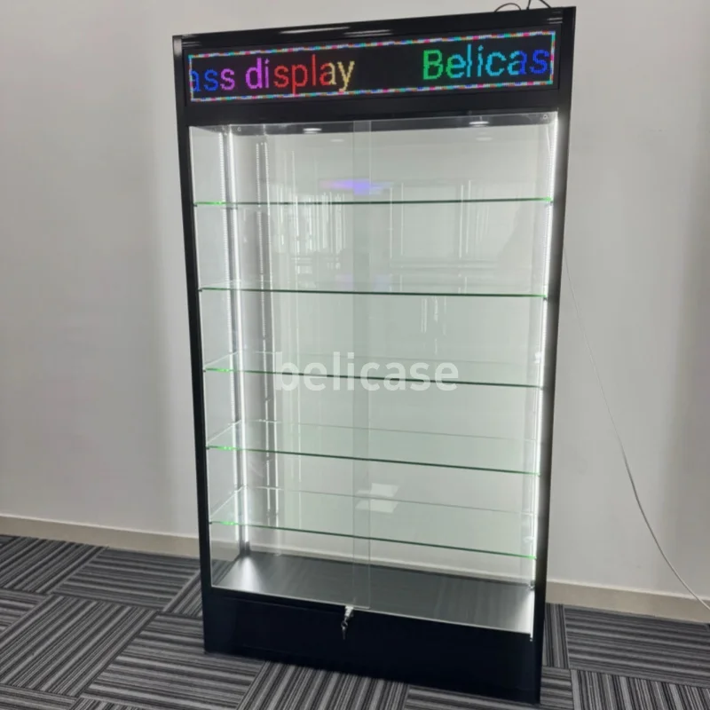 

custom.Store Display Cabinet with Digital Screen for Smoke Shop Accessories Glass Show Display Cases for Smoke Shop