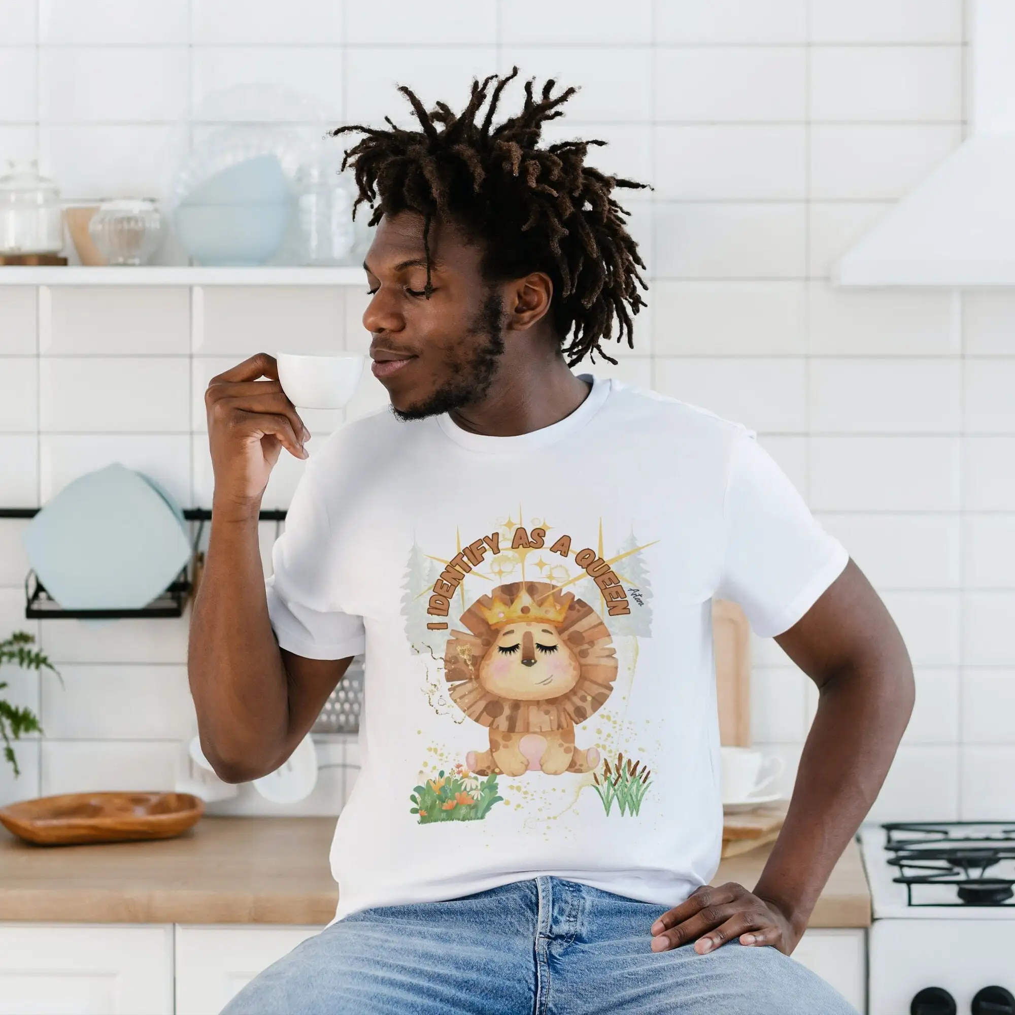 

I identify As A Queen Lion T shirt Gender Identity s for Her Him Watercolor