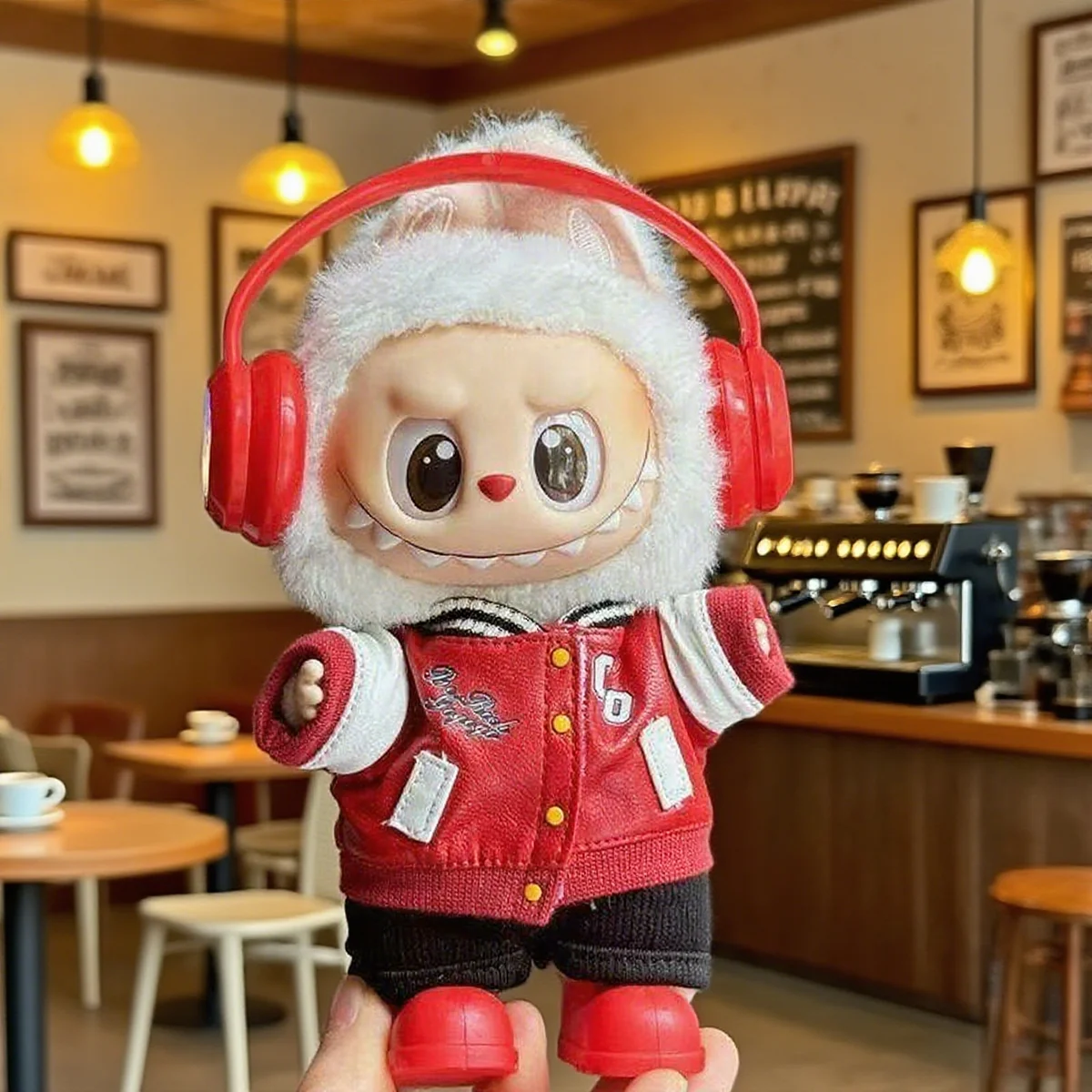 

Plush Doll Clothes Trendy Red Jacket Black Pants Outfit Clothes for Labubu Dolls Accessories Clothing Gift