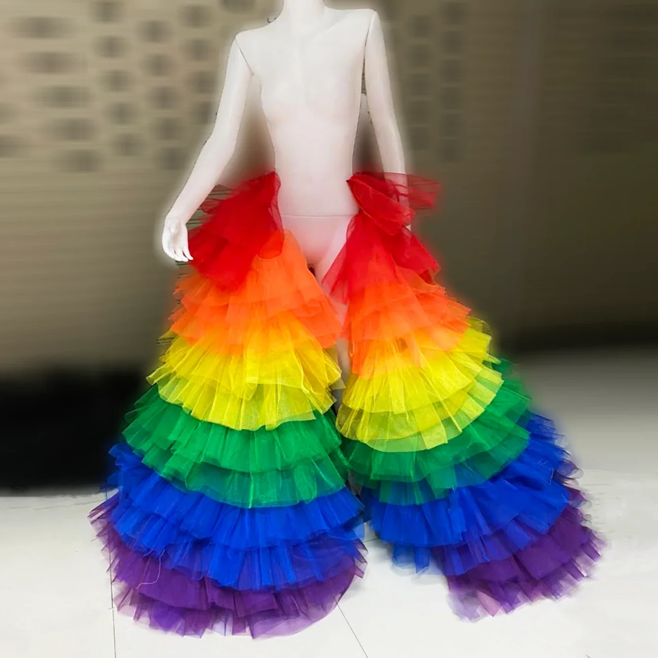 

Rainbow Puffy Tulle Detachable Skirt Ball Gown Tiered Colorful Tutu Overskirt Women Wedding Bridal Skirt Overlay Removable Skirt