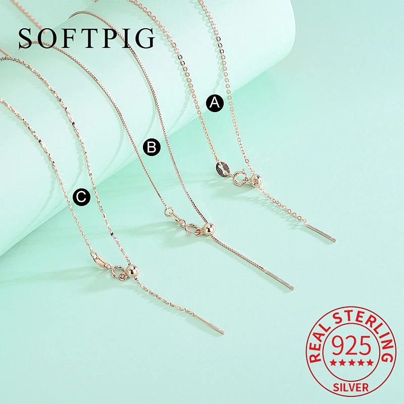 SOFTPIG Real 925 Sterling Silver Beads Can Be Moved and Adjusted In Length Choker Necklace for Women  Minimalist Fine Jewelry