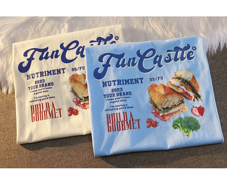 2023 حار نمط الكورية Ins الكرتون الطباعة قصيرة الأكمام الأبيض تي شيرت المرأة الصيف فضفاضة نصف كم قمة Tshirt المرأة التي شيرت