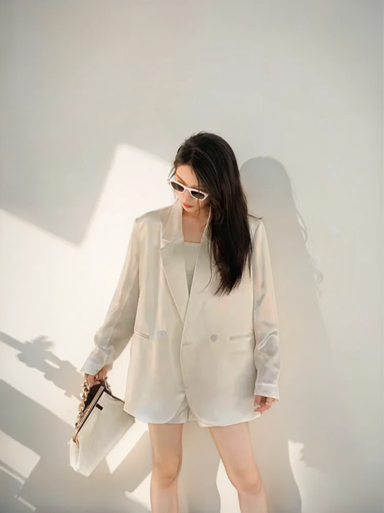 

Женский осенний новый шерстяной пиджак свободного кроя в стиле авангард, с завышенной талией, дышащий, в клетку, для весны