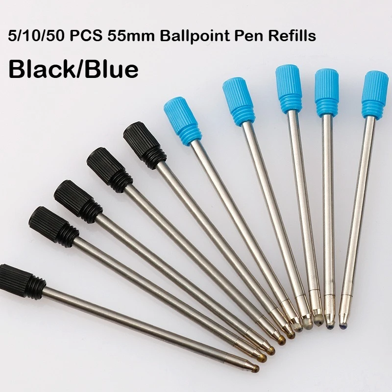 

50/10/5 PCS Metal Ballpoint Pen Refills 55mm Pen Refill Black Blue Pen Refills Gifts Office School Supplies Stationery