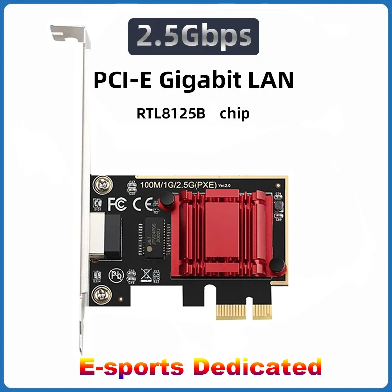 2500M PCie To RJ45 Network Adapter Ethernet Wired LAN PCI-E RTL8125B 2.5 Gigabit Network Card For Win7/8/10/11 For PC