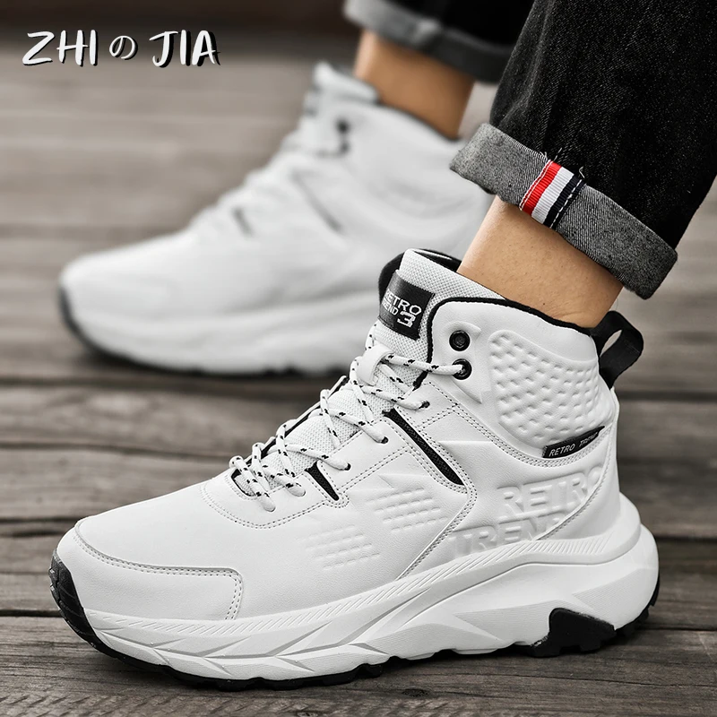 Autumn and Winter New High Top Warm Basketball Shoes Men's Outdoor Anti Slip Mountaineering Footwear Couple Casual Sneaker 36-45