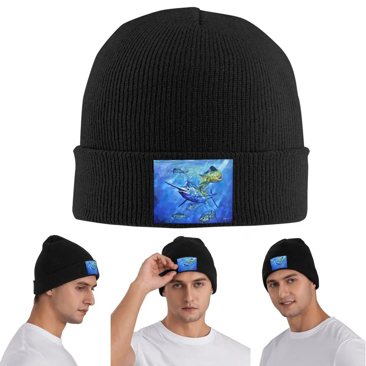 

Теплая вязаная шапка Dorado, Marlin и Tuna, зимняя вязаная шапка с капюшоном, шапочки Skullies, шапки в стиле хип-хоп для унисекс