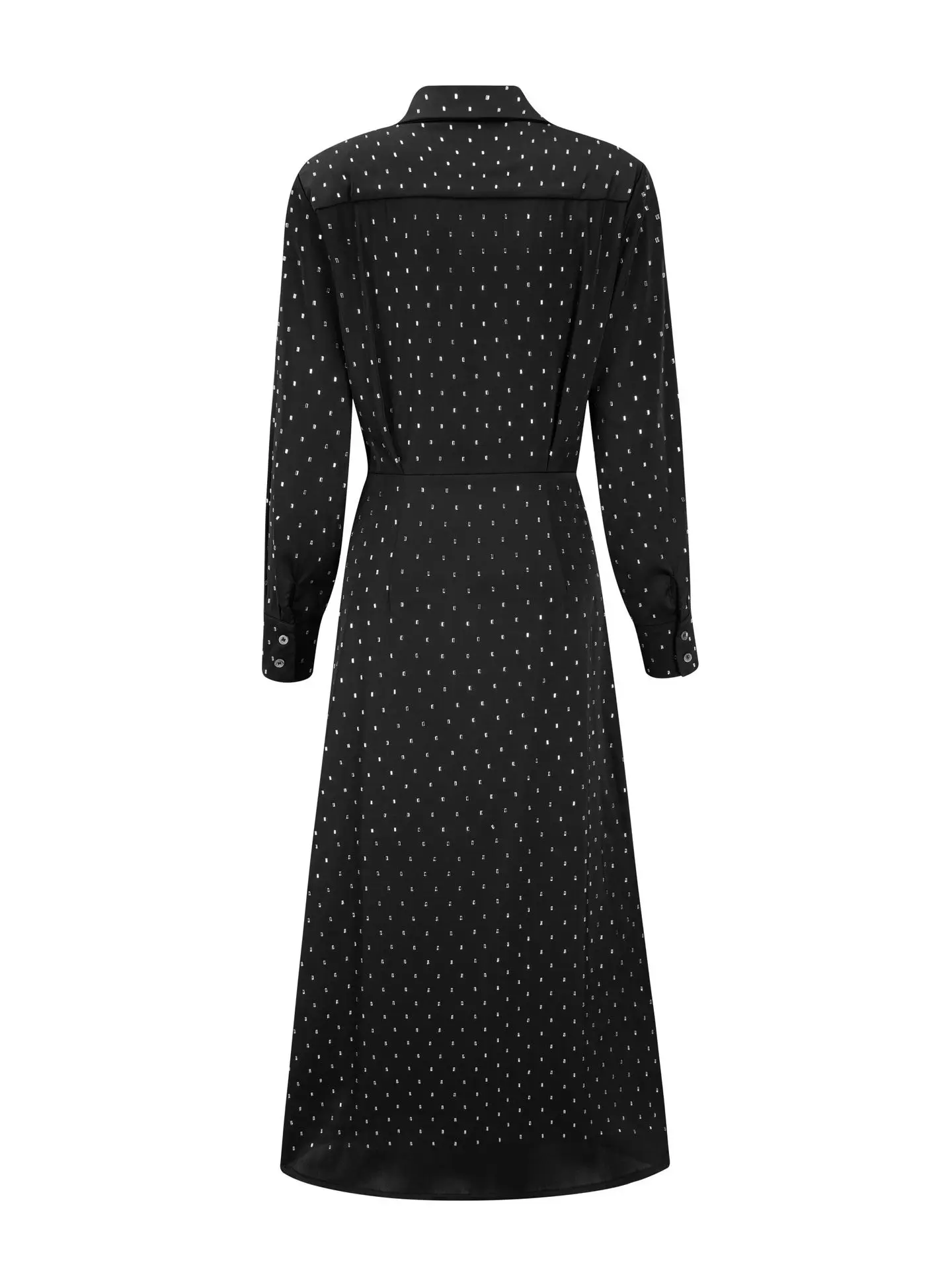 Customized Women's Long Sleeve Black foil Stamping Dot Wrap Dress