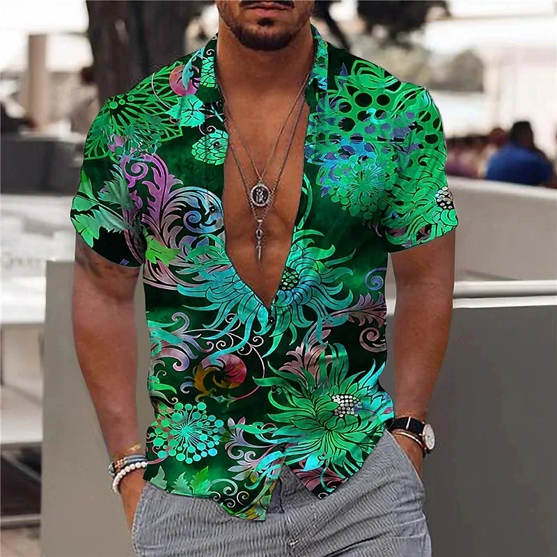 Tropical Breeze Hawaiian Men\'s Shirts 3d Beach Holiday Men\'s Summer Oversized Shirts Men\'s Floral Pattern Tops Men\'s Party Shirt