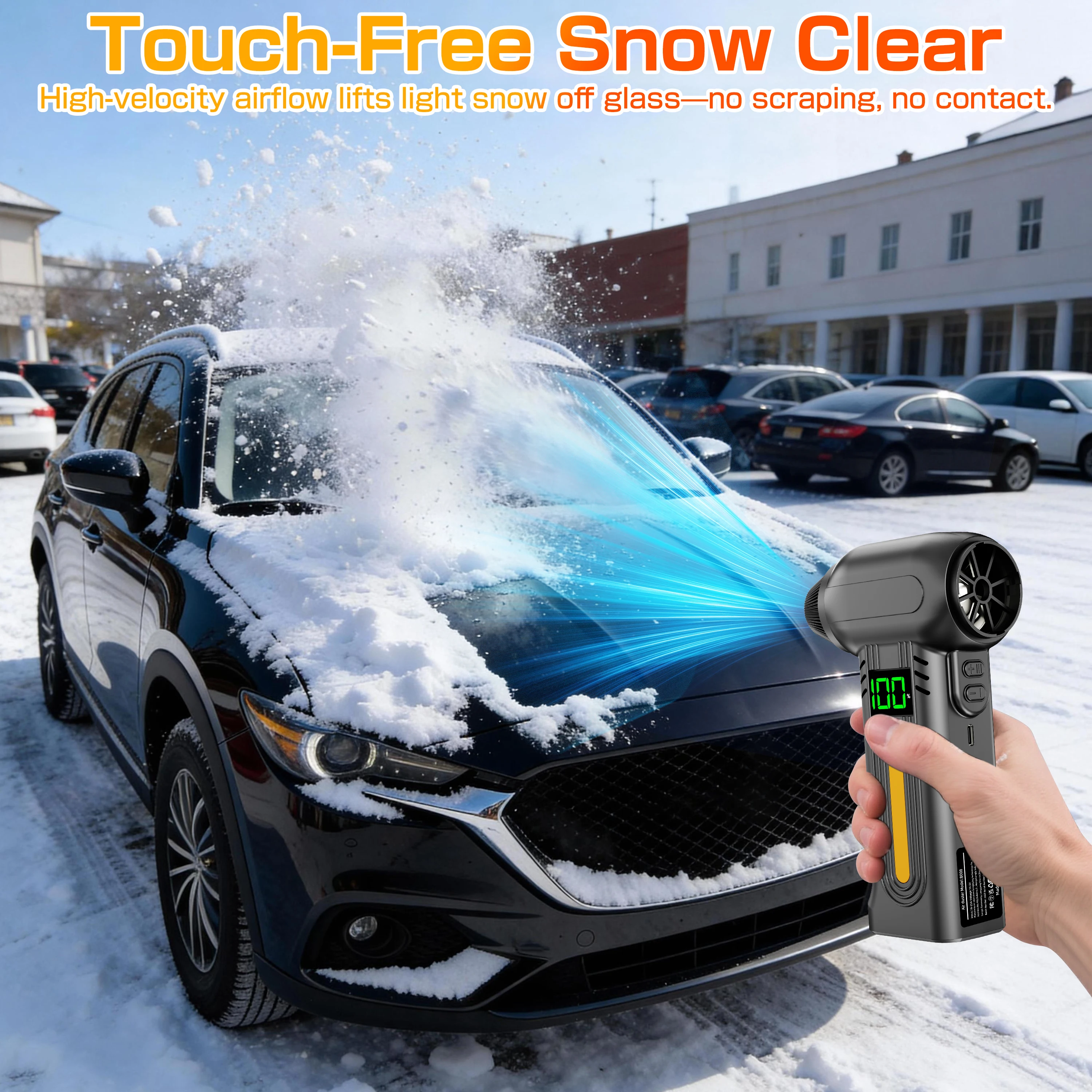 90000RPM Multi Outlet Nozzles Car Accessories LED Light Electric Air Duster Jet Fan Portable Turbo Blower 5 Gears Adjustable