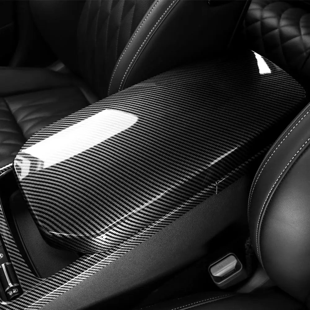 

Car Interior Accessories Centre Console Armrest Compartment Lid Cover Carbon Fiber Style ABS Material For Kia Stinger 2018-2023