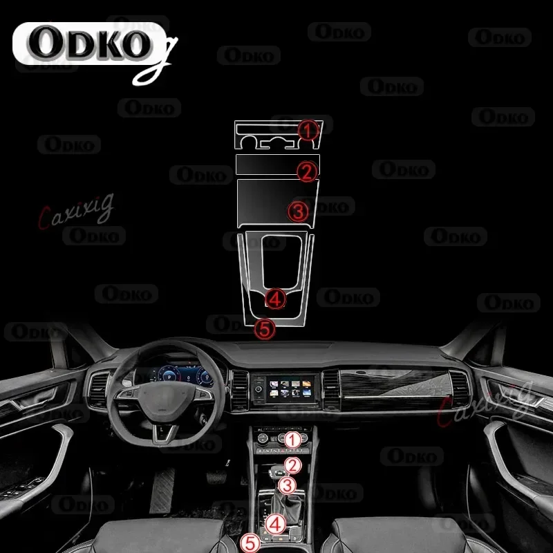 Tpu Transparent Film for Skoda Kodiaq 2019-2021 Car Protective Interior Stickers Center Console Air Gear Shift Panel Accessories